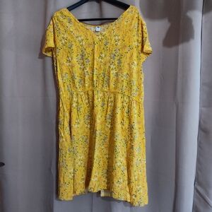 OLD NAVY XXL Yellow Floral Shortsleeve Mini Dress